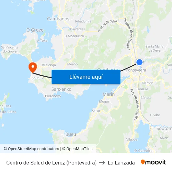 Centro de Salud de Lérez (Pontevedra) to La Lanzada map