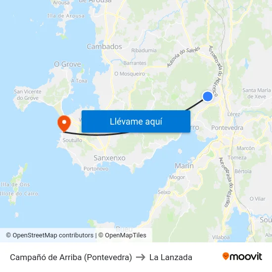 Campañó de Arriba (Pontevedra) to La Lanzada map
