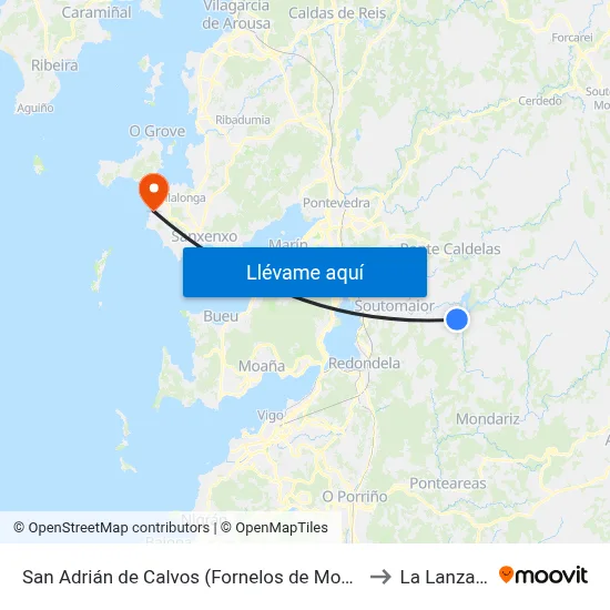 San Adrián de Calvos (Fornelos de Montes) to La Lanzada map