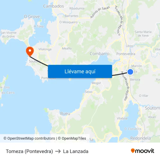 Tomeza (Pontevedra) to La Lanzada map