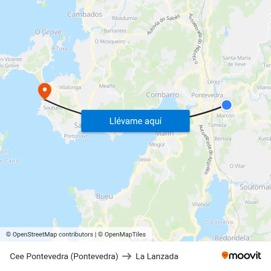 Cee Pontevedra (Pontevedra) to La Lanzada map