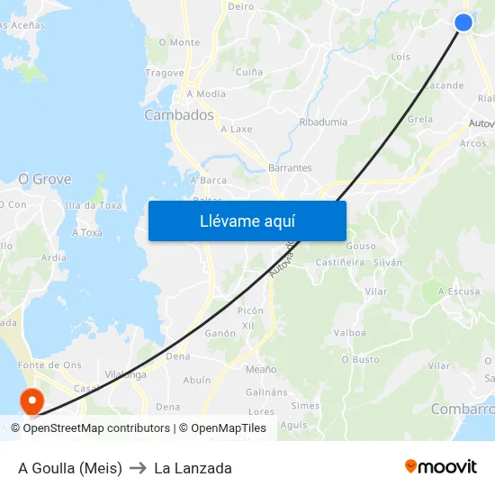 A Goulla (Meis) to La Lanzada map