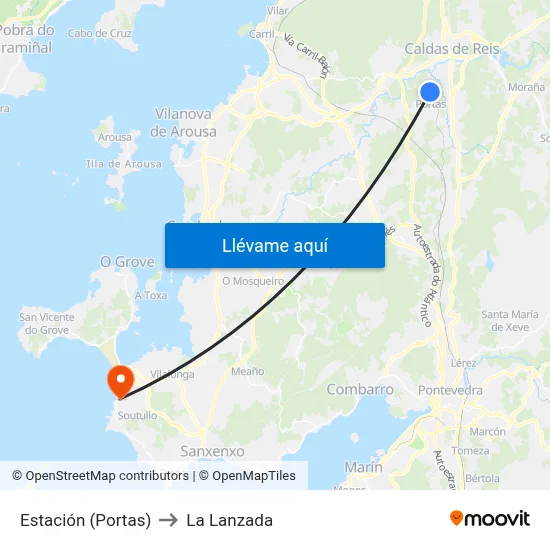 Estación (Portas) to La Lanzada map