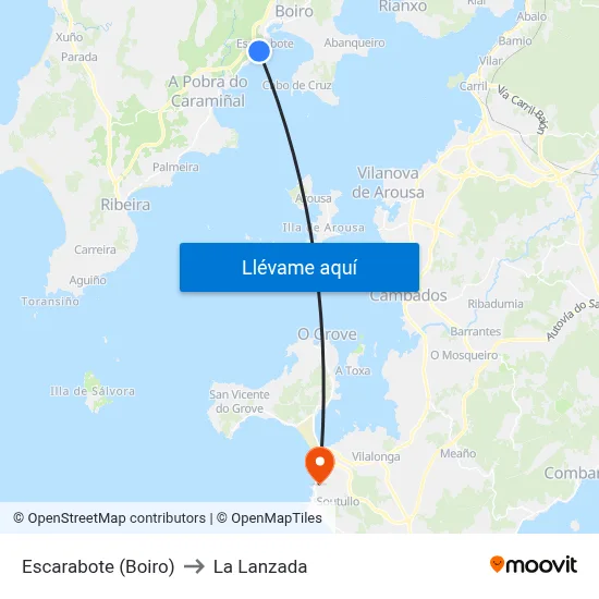 Escarabote (Boiro) to La Lanzada map
