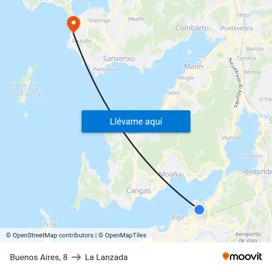 Buenos Aires, 8 to La Lanzada map