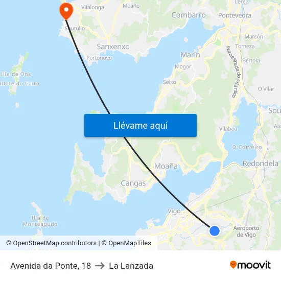 Avenida da Ponte, 18 to La Lanzada map