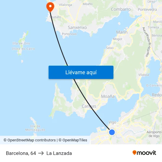 Barcelona, 64 to La Lanzada map