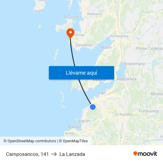 Camposancos, 141 to La Lanzada map