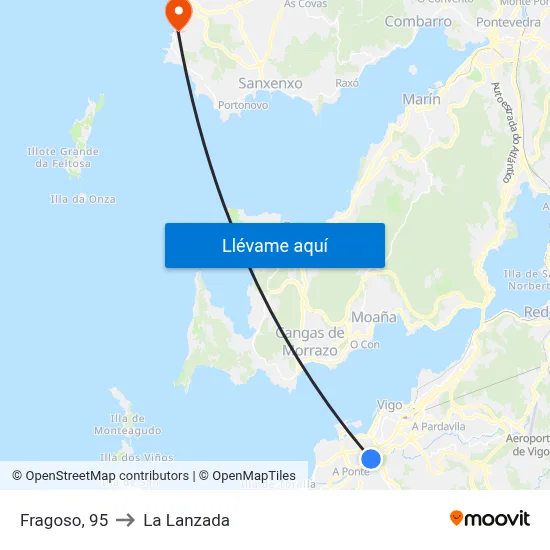Fragoso, 95 to La Lanzada map