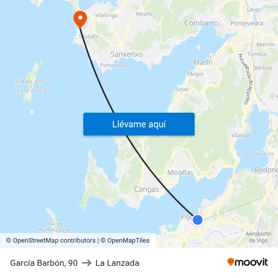 García Barbón, 90 to La Lanzada map