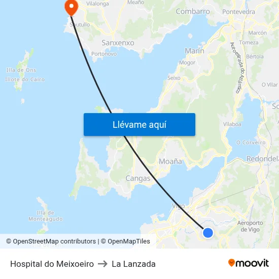 Hospital do Meixoeiro to La Lanzada map