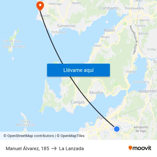 Manuel Álvarez, 185 to La Lanzada map