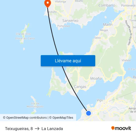 Teixugueiras, 8 to La Lanzada map