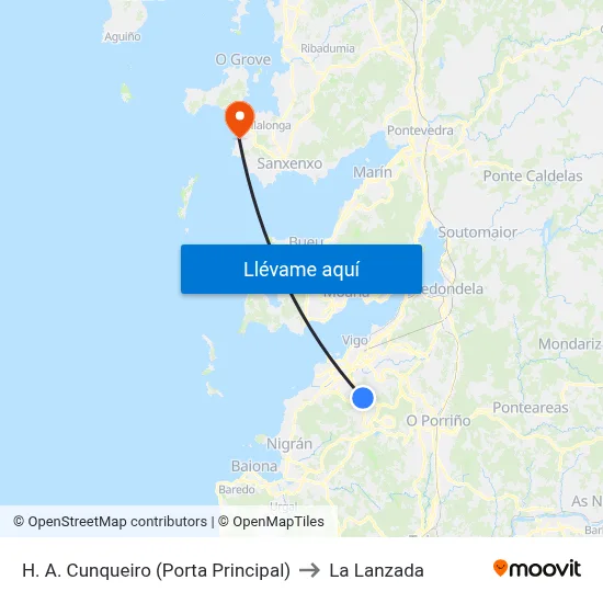 H. A. Cunqueiro (Porta Principal) to La Lanzada map