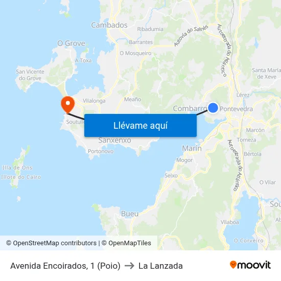 Avenida Encoirados, 1 (Poio) to La Lanzada map