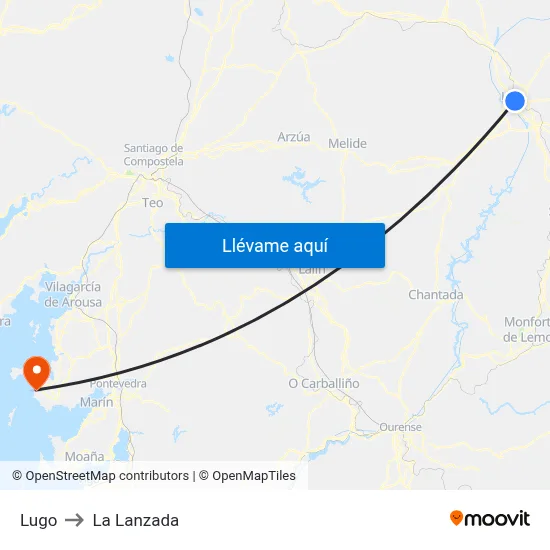Lugo to La Lanzada map