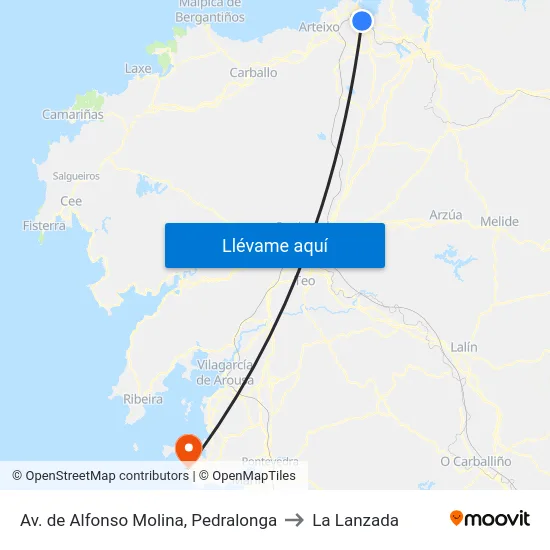 Av. de Alfonso Molina, Pedralonga to La Lanzada map