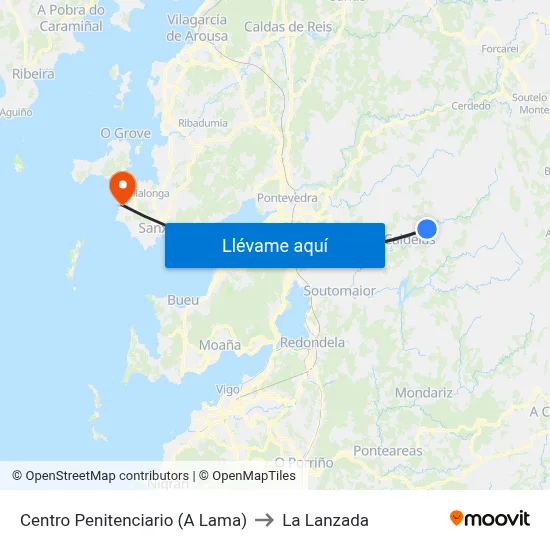 Centro Penitenciario (A Lama) to La Lanzada map