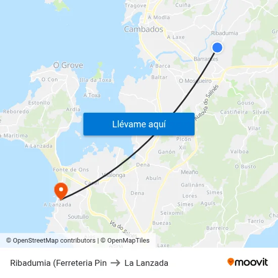 Ribadumia (Ferreteria Pin to La Lanzada map