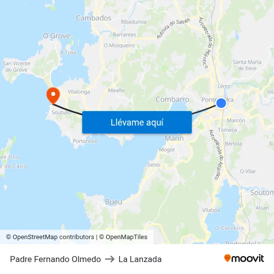 Padre Fernando Olmedo to La Lanzada map