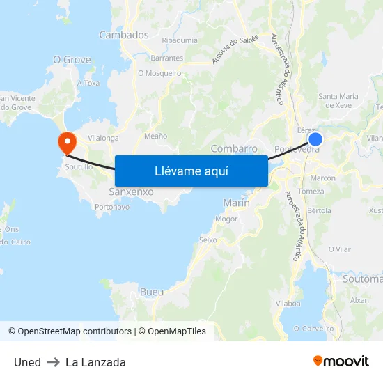 Uned to La Lanzada map