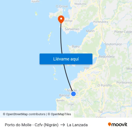 Porto do Molle - Czfv (Nigrán) to La Lanzada map