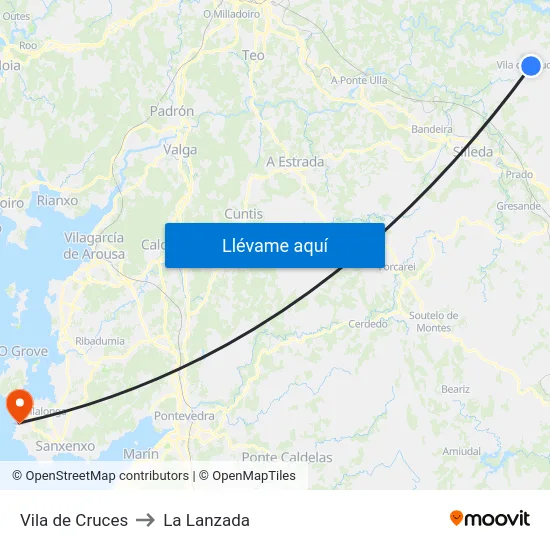 Vila de Cruces to La Lanzada map
