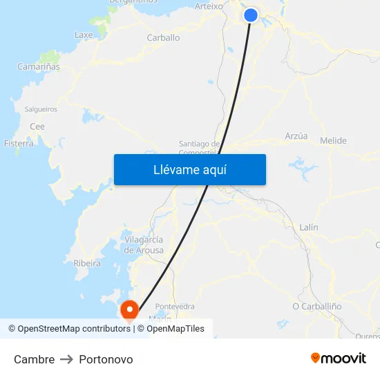 Cambre to Portonovo map