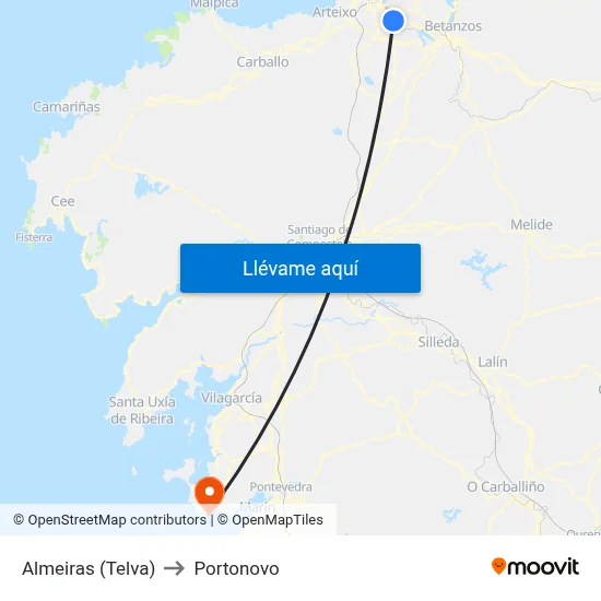 Almeiras (Telva) to Portonovo map