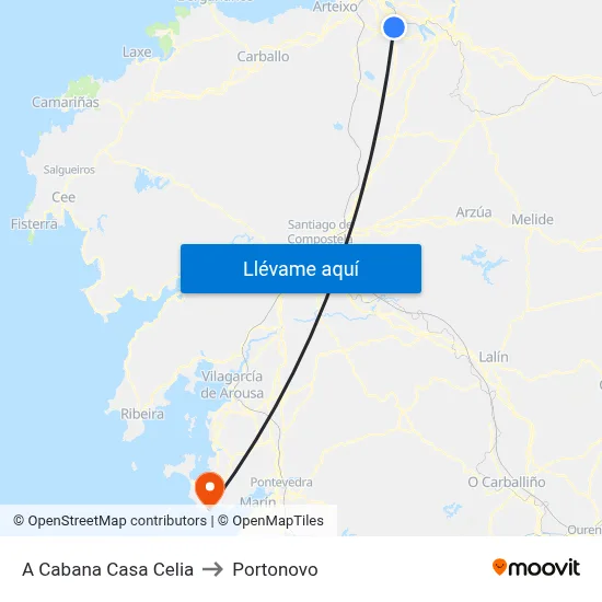 A Cabana Casa Celia to Portonovo map