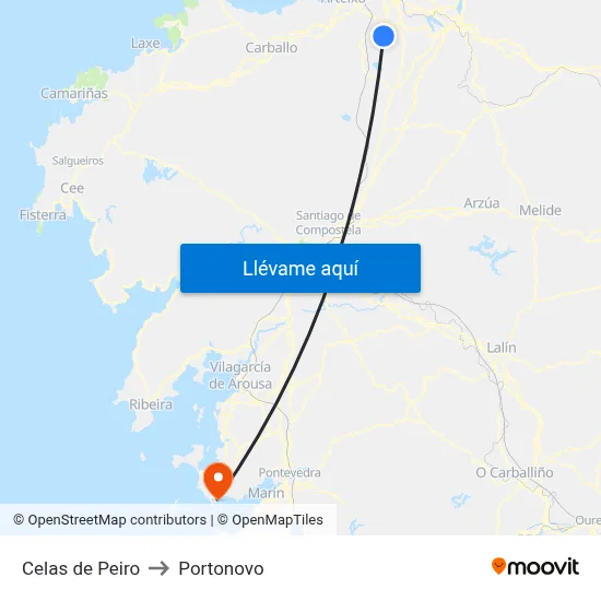 Celas de Peiro to Portonovo map