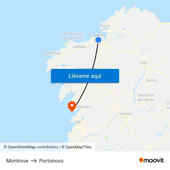 Montrove to Portonovo map