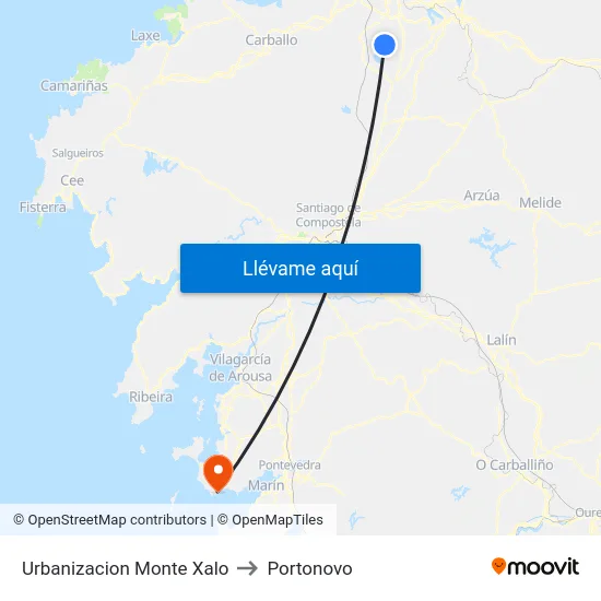 Urbanizacion Monte Xalo to Portonovo map