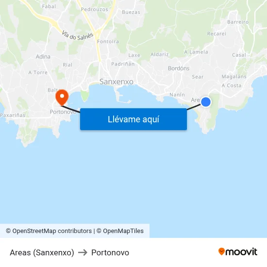 Areas (Sanxenxo) to Portonovo map