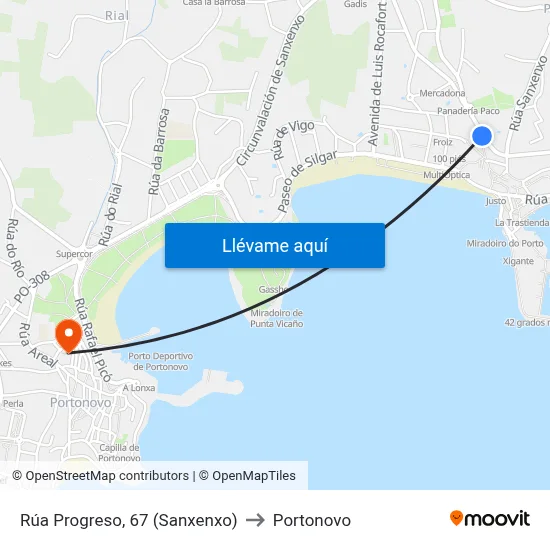 Rúa Progreso, 67 (Sanxenxo) to Portonovo map