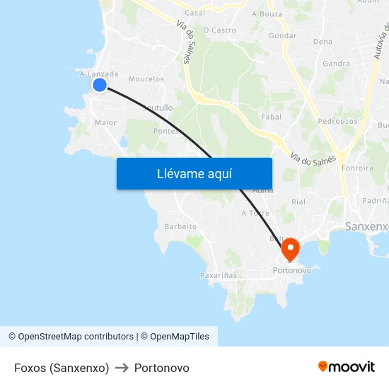 Foxos (Sanxenxo) to Portonovo map