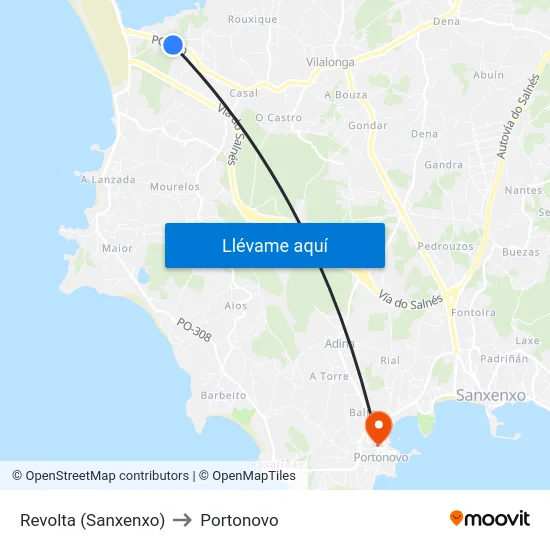 Revolta (Sanxenxo) to Portonovo map