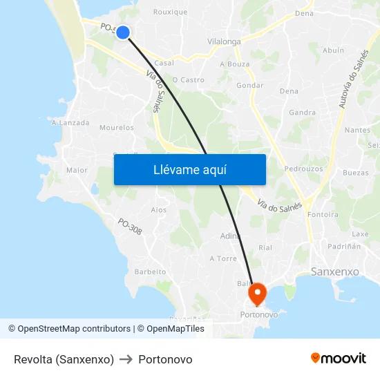 Revolta (Sanxenxo) to Portonovo map