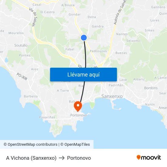 A Vichona (Sanxenxo) to Portonovo map