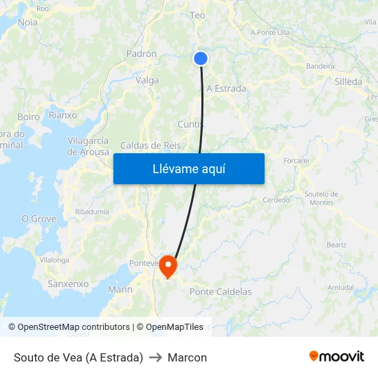 Souto de Vea (A Estrada) to Marcon map