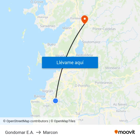 Gondomar E.A. to Marcon map