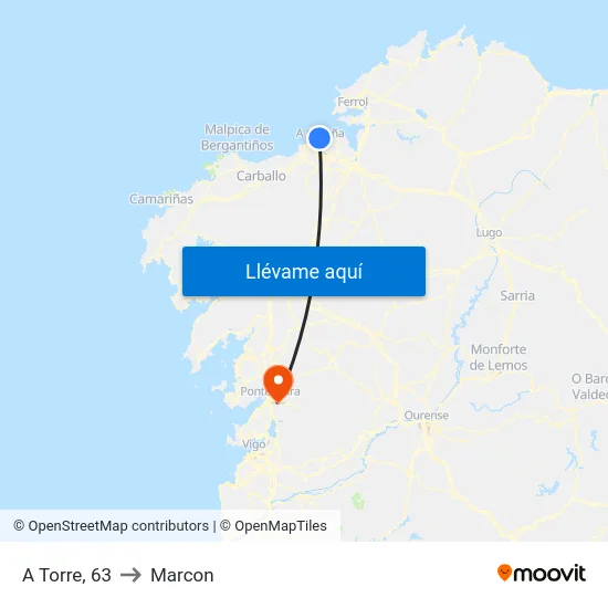 A Torre, 63 to Marcon map