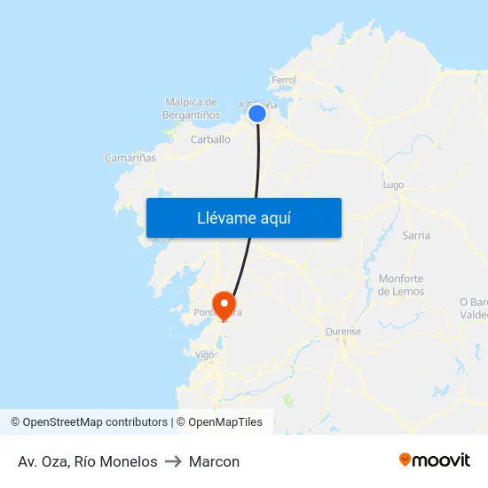 Av. Oza, Río Monelos to Marcon map