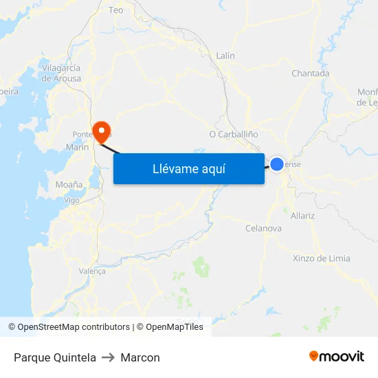 Parque Quintela to Marcon map