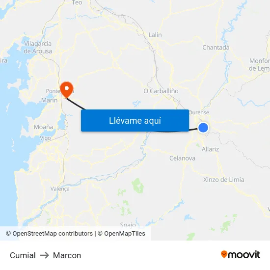 Cumial to Marcon map