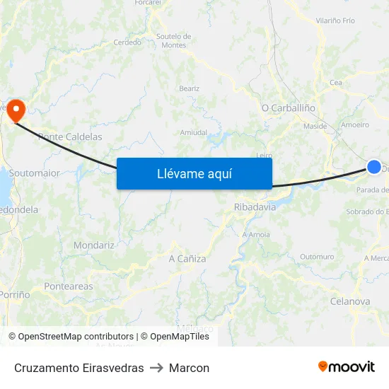 Cruzamento Eirasvedras to Marcon map