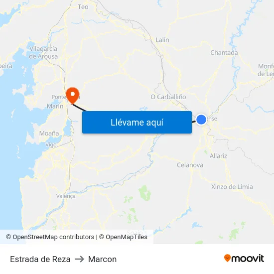 Estrada de Reza to Marcon map