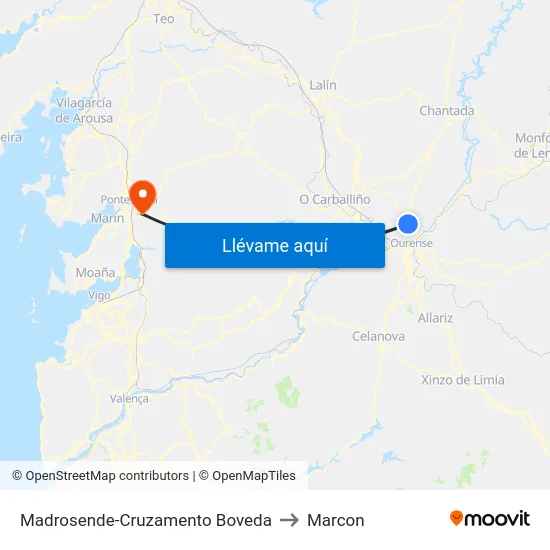Madrosende-Cruzamento Boveda to Marcon map