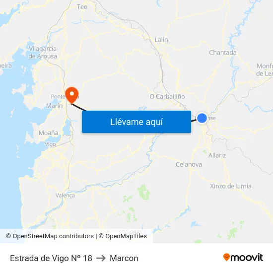 Estrada de Vigo Nº 18 to Marcon map