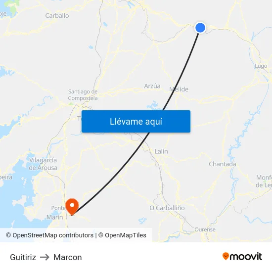 Guitiriz to Marcon map